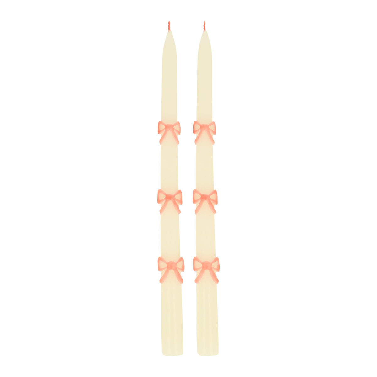 Pink Bow Taper Candles, Set of 2