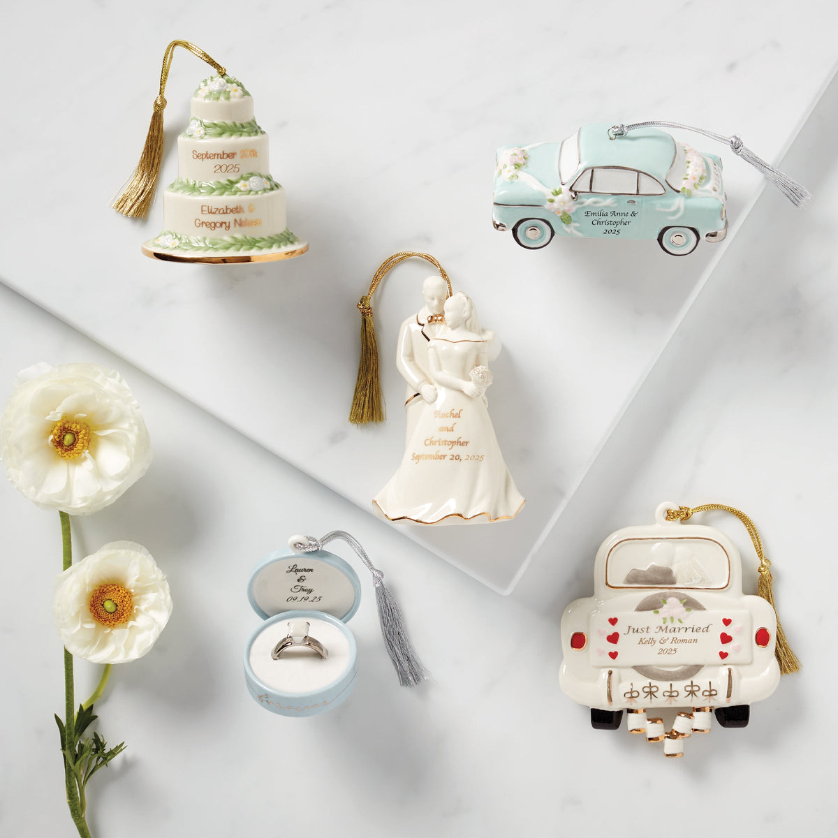 Personalized Just Married Car Ornament