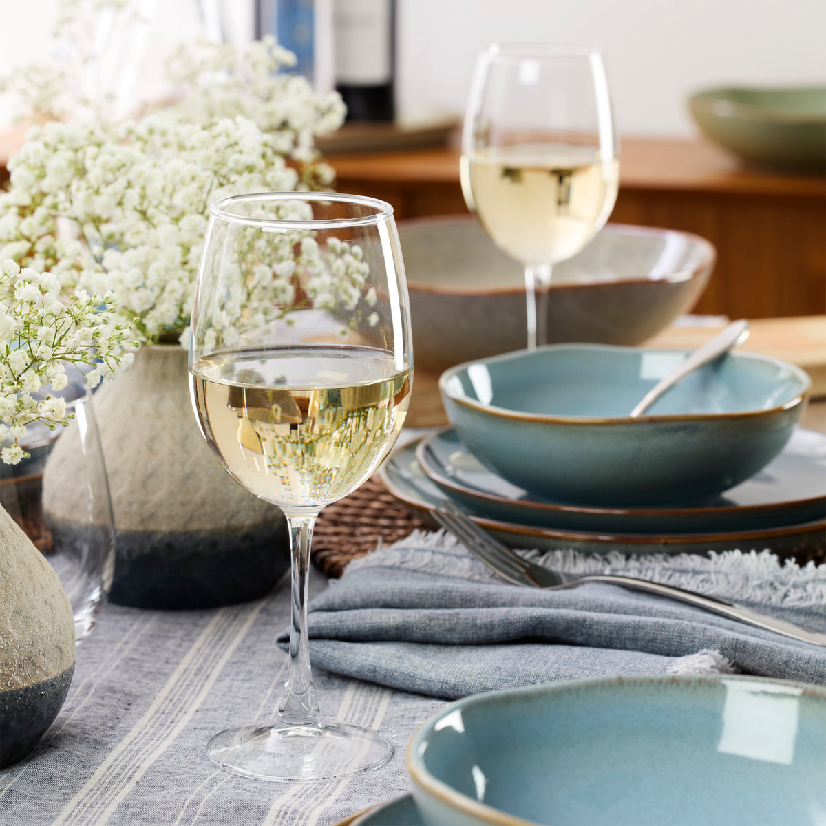 Organic Shades Blue 12-Piece Dinnerware Set