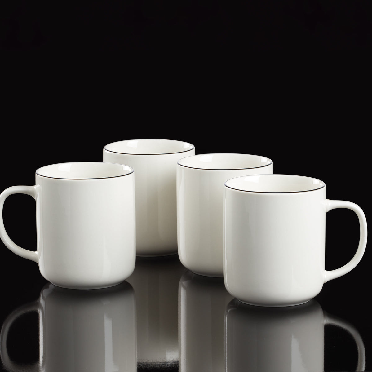24 Seven Black Rim Mugs, Set of 4