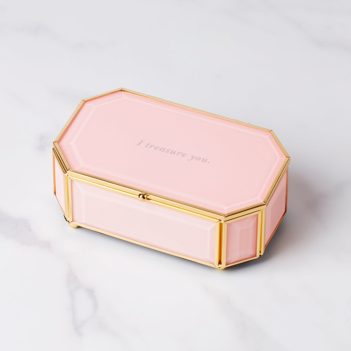 "I Treasure You" Pink Jewelry Box