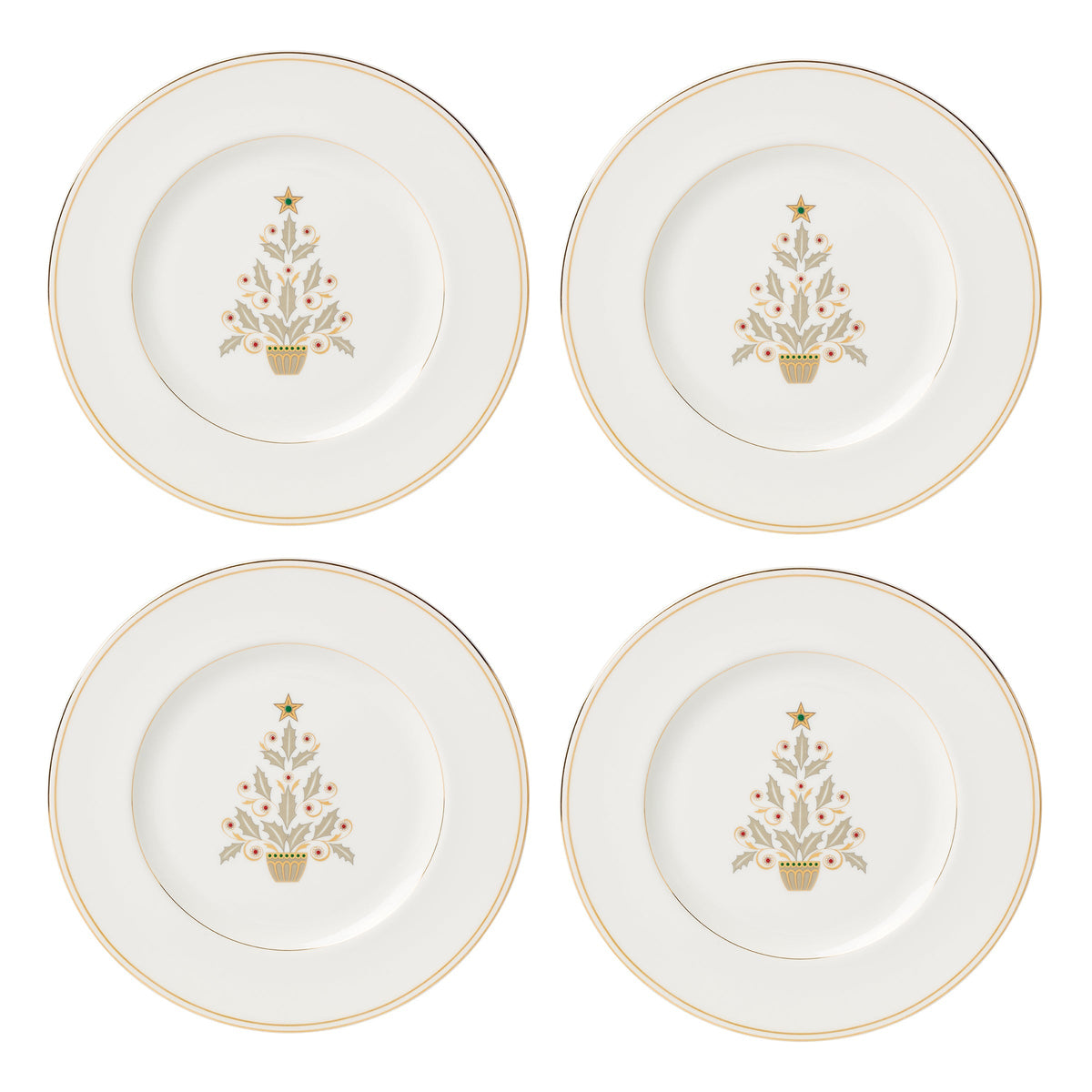 Federal Gold Tree Accent Plates, Set of 4