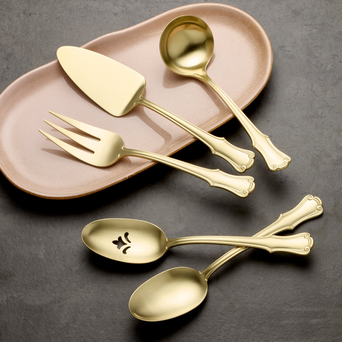 James Street Satin Champagne 5 Piece Hostess Set