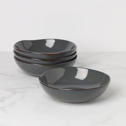 Organic Shades Gray Pasta Bowls, Set of 4