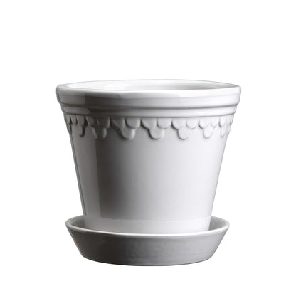 Kobenhavner Glazed Mineral White 16cm Pot with Saucer