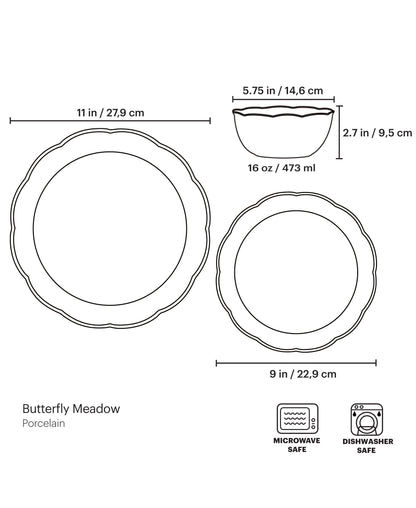 Butterfly Meadow Holiday 12-Piece Dinnerware Set